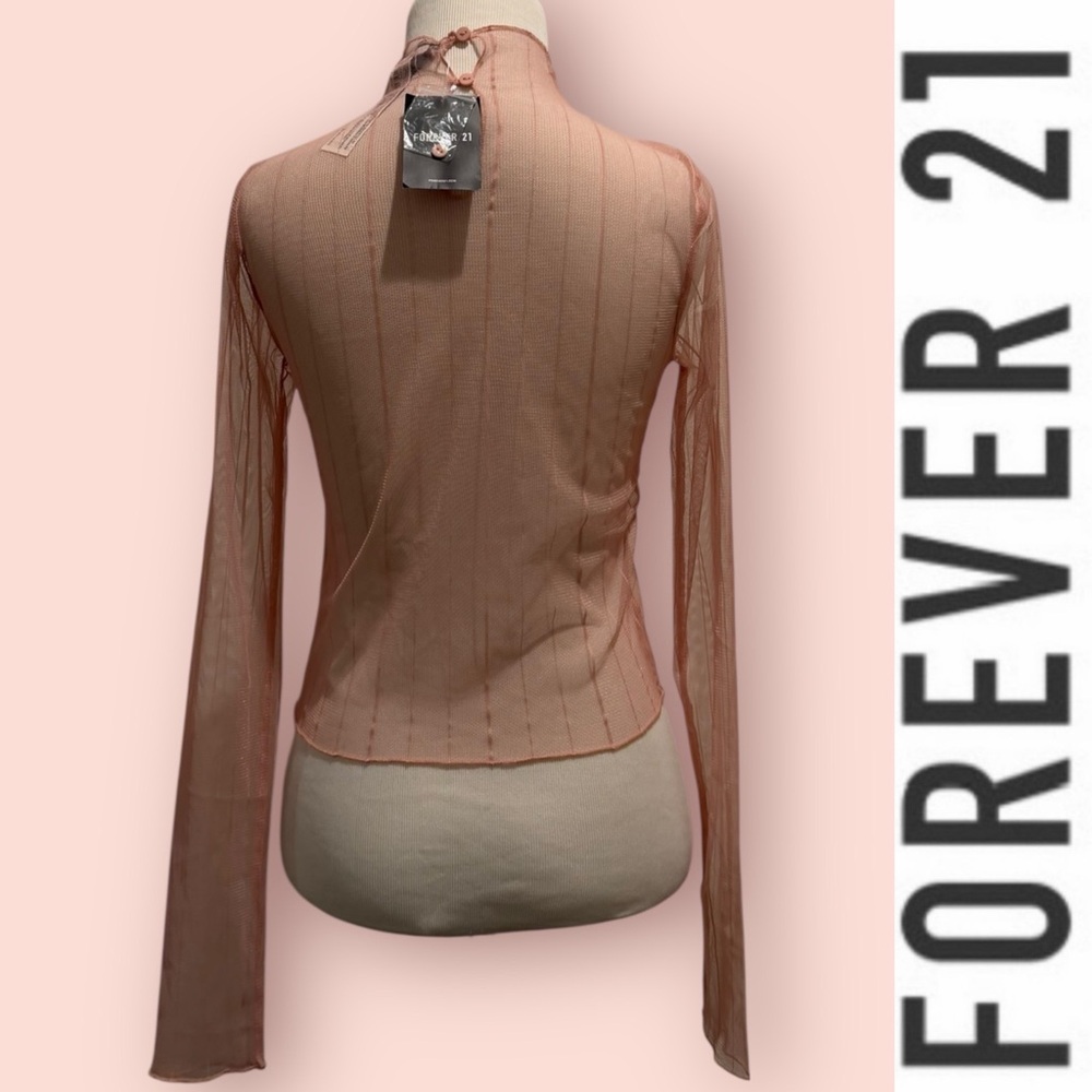 NWT Forever 21 Pink Sheer Long Sleeve Top, Size S, MSRP $15 - Picture 2 of 3